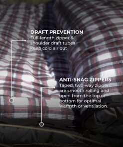 TETON Sports Mammoth Queen Size Sleeping Bag- Double Sleeping Bag – A Warm Bag The Whole Family can Enjoy – Great Sleeping Bag for Camping, Hunting and Base Camp. Compression Sack Included Grey (Cotton Flannel Liner) Mammoth 0F 36 81kBJoCh oL