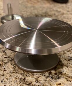 Cake Stand Revolving Cake Turntable - TangChu Heavy Duty Aluminium 12 Inch Cake Decorating Supplies with 1 Icing Spatula and 2 Comb Icing Smoother, Cake Decorating Kit, Rotating Display Stand 32 81kCRWOcnSL