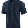 Moomphya Men's Pirate Shirt Viking Steampunk Retro Renaissance Medieval Gothic Victorian Halloween Costume Blue 3X-Large