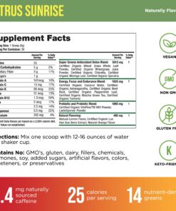 Organic Muscle Superfood Greens Powder Drink Mix - Organic Super Green Detox Supplement for Gut & Digestive Health with Spirulina, Chlorella, Probiotic & Prebiotic - Vegan & Non-GMO, 30 Servings Citrus Sunrise Greens X-Large (Pack of 1) 25 81kGtPAS1L 1