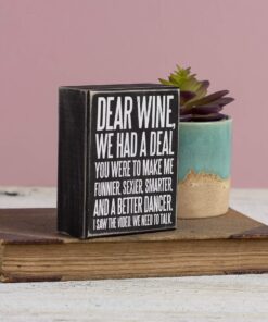 Alternative view of Primitives by Kathy 27179 Box Sign, 4" x 5", Dear Wine…