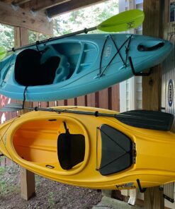 Heavy Duty Garage Indoor Kayak Storage Hooks Hanger, Wall Mounted Utility Hanging Cradle Rack for Canoe Paddle Board, Ladder, Folding Chairs, Hose, Bicycle and Tools (4 Pack, Black) 37 81kIh2778L