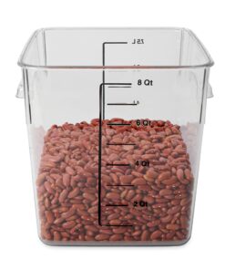 Rubbermaid Commercial Products Space Saving Food Storage Container, 8-Quart, Clear,-40 F to 121 F Temperature Range, Best use for Restaurant Kitchens/Wet and Dry Food/Meats/Pasta ,Lid not included 8 Qt. 12 81kKZeeUjML