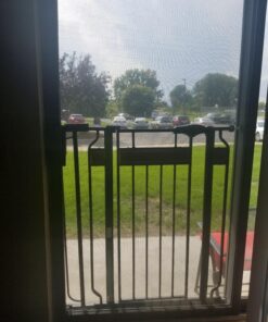 Regalo Home Accents Extra Tall & Wide Baby Gate, Bonus Kit, Includes Décor Steel With Hardwood, 4" Extension Kit, 4 Pack Pressure Mount Kit & Wall Cups 37 Inch Tall 37 81kLXQJwjaL