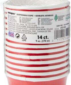Unique Industries Solid Paper Cups, 9 oz, Ruby Red 11 81kLunGnQ6L