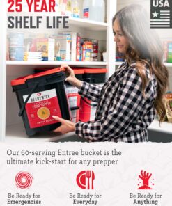 READYWISE - Entrée Grab & Go Bucket, 60 Servings, Emergency, MRE Supply, Premade, Freeze Dried Survival Food for Hiking, Adventure & Camping Essentials, Individually Packaged, 25 Year Shelf Life 60 Servings - Entrée Bucket 14 81kMDFTr5uL