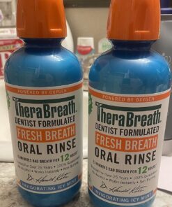 TheraBreath Fresh Breath Mouthwash, Icy Mint Flavor, Alcohol-Free, 16 Fl Oz (Pack of 2) Adult 16 Fl Oz (2-Pack) 29 81kNicC6OML