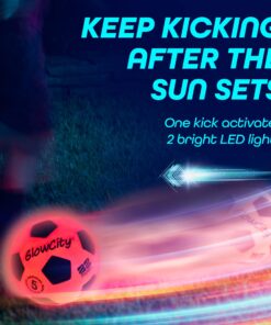 Alternative view of GlowCity Glow in The Dark Soccer Ball- Light Up, Indoor or Outdoor Soccer Balls with 2 LED Lights and Pre-Installed Batteries - Gift Ideas for Teen Boys and Girls Official (Size 5) - Red