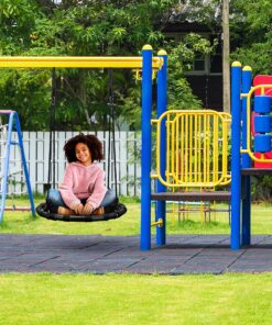 Sorbus Saucer Tree Swing - Kids Outdoor Disc Round Swing - 24" Heavy Duty 220lbs Seat - Easy Install Flying Saucer Web Circle Swing - Perfect for Gift, Playground, Backyard, Indoor/Outdoor Tire Swing Mat Seat 24 Inch 16 81kPjLkGojL