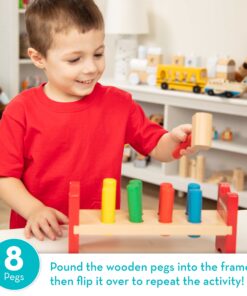 Melissa & Doug Deluxe Wooden Pound-A-Peg Toy With Hammer Standard 10 81kPsy6EBrL 1