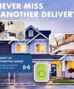 SadoTech Wireless Doorbells for Home, Apartments, Businesses, Classrooms, etc. - 1 Door Bell Ringer & 2 Plug-In Chime Receiver, Battery Operated, Easy-to-Use, Wireless Doorbell w/LED Flash, Gray 1 push button + 2 receiver 16 81kQQvM0CCL 2