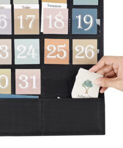Godery Boho Calendar Pocket Chart for Classroom Cards Add-On School Supplies Teacher Decorations Bulletin Board Pre-K to 6th Grade, Black-1 Boho Black-1 17 81kQu4KAHL