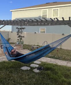Hammocks Rada Mayan-Made Matrimonial Yucatan Hammock - Two Person Hammock - Artisan Crafted in Central America - Fits 12.5 to 13 Feet Hammock Stand - Up to 550 Pounds, Two Blue - Hanging Bed 2-blues 18 81kQwF ZFLL