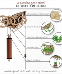 Abong Laser-Cut Mechanical Wooden Pendulum Clock - 3D Clock Puzzle Model Kit - DIY Wooden Clock Kit 20 81kQxg0xzfL