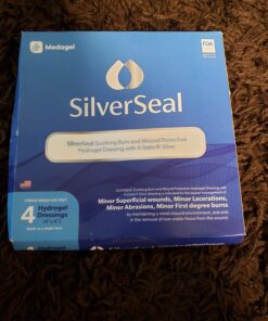 SilverSeal Burn and Wound Dressing | Hydrogel Pads with X-Static Silver | Soothing, Moist & Protective | Burns, Cuts & Wounds | 4 Sterile Dressings 4"x4" Patch (4 Count) 72 81kRbyWZAfL