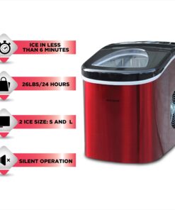 Alternative view of Frigidaire EFIC117-SSRED-COM Stainless Steel Ice Maker, 26lb per day, RED STAINLESS