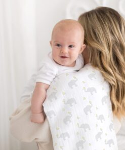 SwaddleDesigns Marquisette Swaddling Blanket, Premium Cotton Muslin, Elephant and Pastel Yellow Chickies 7 81kS0V29k9L