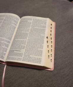 KJV Holy Bible, Giant Print Full-size Faux Leather Red Letter Edition - Thumb Index & Ribbon Marker, King James Version, Pink Leather Bound 60 81kStxYhSIL