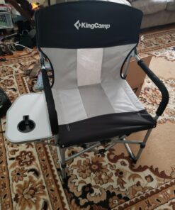 KingCamp Folding Camping Chair, Heavy Duty Director's Seat for Adults Outside, Portable Lawn Chairs with Side Table Breathable Mesh Back Compact Style for Outdoor Sports Black-1 Pack 23 81kTtTUvQUL