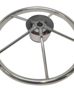 Pactrade Marine 13 1/2" Destroyer SS 304 Steering Wheel 5 Spoke Teak Wood Cap 14 81kVfJdSZTL