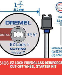 Dremel EZ406-02, EZ - Lock Starter Kit, 1 1/2-Inch (38.1 mm) Wheel Diameter, 5 piece Fiberglass Reinforced Cut-off Wheels and EZ402 mandrel included, Rotary Tool Cutting Disc Accessories 24 81kWwYTXxIL