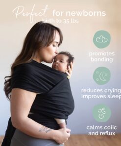 Alternative view of Boba Wrap Baby Carrier, Black - Original Stretchy Infant Sling, Perfect for Newborn Babies and Children up to 35 lbs