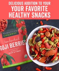 Organic Dried Goji Berries - Non-GMO and Vegan Goji Berries Organic, Perfect for Baking, Teas and Healthy Snacks for Adults (1 lb) 1 Pound (Pack of 1) 21 81kboTwRS L