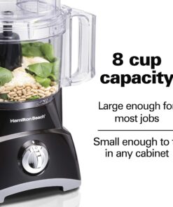 Hamilton Beach Food Processor & Vegetable Chopper for Slicing, Shredding, Mincing, and Puree, 8 Cup, Black 43 81kcBXKr8QL
