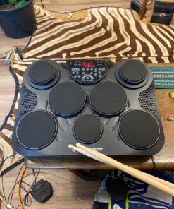 Pyle Portable Drums, Tabletop Drum Set, 7 Pad Digital Drum Kit, Touch Sensitivity, Wireless Electric Drums, Drum Machine, Electric Drum Pads, LED Display, Mac & PC - PTED01 27 81kcqbOFDbL