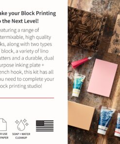 Alternative view of Speedball Deluxe Block Printing Kit - Includes Inks, Brayer, Bench Hook, Lino Handle and Cutters, Speedy-Carve Block, Mounted Linoleum Block Deluxe Block Printmaking Kit