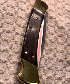 Buck Knives 110 Folding Hunter Lock-back Knife, Brass Bolsters, Ebony Handles, 3-3/4" 420HC Blade with Leather Sheath Classic 3.75" 38 81kdlgqUL1L
