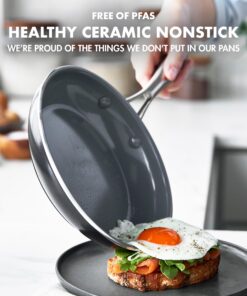 GreenPan Swift Healthy Ceramic Nonstick, 12 Piece Cookware Pots and Pans Set, Stainless Steel Handles, PFAS-Free, Dishwasher Safe, Oven Safe, Black Saucepan Set 20 81kfxCJroL