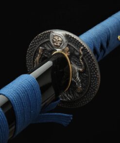 Auway Handmade Katana Samurai Sword Blue/Black/Red Baked Finish Blade with Wooden Scabbard 14 81kgStA4nL