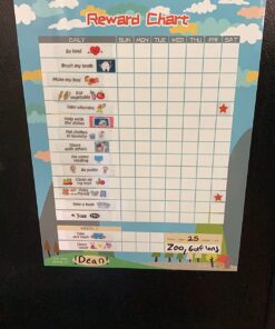 Magnetic Chore Chart for Kid at Home, Bahavior Chart for Kid at Home, Reward Chart for Kids Behavior. Each Set Includes 30 tasks, 104 Stars, and one 11“ x 14.5" Magnetic Chart- Blue 1 Pack Blue 23 81khPPAKFaL