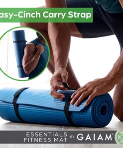 Gaiam Essentials Thick Yoga Mat Fitness & Exercise Mat with Easy-Cinch Yoga Mat Carrier Strap, 72"L x 24"W x 2/5 Inch Thick Teal 26 81ki4GoqgRL