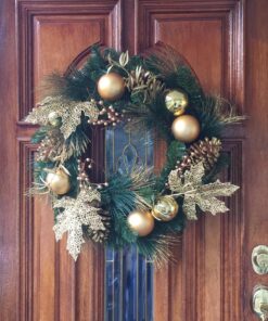 National Tree Company Pre-Lit Artificial Christmas Wreath, Green, Elegance, White Lights, Decorated with Pine Cones, Berry Clusters, Ball Ornaments, Christmas Collection, 24 Inches 24 Inch Wreath with 50 Battery-Operated Warm White LED Lights 22 81kiMFrYHL