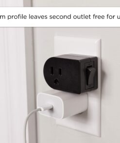 UltraPro Grounded On/Off Outlet Power Switch, 3 Prong, Easy to Install, for Indoor Lights and Small Appliances, Energy Efficient, Space Saving Design, UL Listed, Black, 57316 1 Pack 7 81kmtku 49L