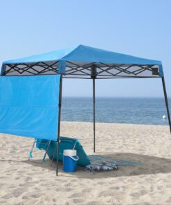 Alternative view of Quik Shade Go Hybrid 6' x 6' Sun Protection Pop-Up Compact and Lightweight 7' x 7' Base Slant Leg Backpack Canopy Regatta Blue