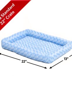 MidWest Homes for Pets Bolster Dog Bed 22L-Inch Blue Dog Bed or Cat Bed w/ Comfortable Bolster | Ideal for XS Dog Breeds & Fits a 22-Inch Dog Crate | Easy Maintenance Machine Wash & Dry 22 81kosH0jN1L