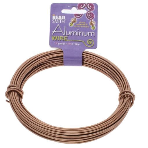 The Beadsmith Anodized Aluminum Wire – 12 Gauge – 39 feet – Light Copper Color – Bendable Craft Wire Used to Jewelry Making, Wire Wrapping, Sculpting, Floral, Modeling and Other DIY Arts & Crafts