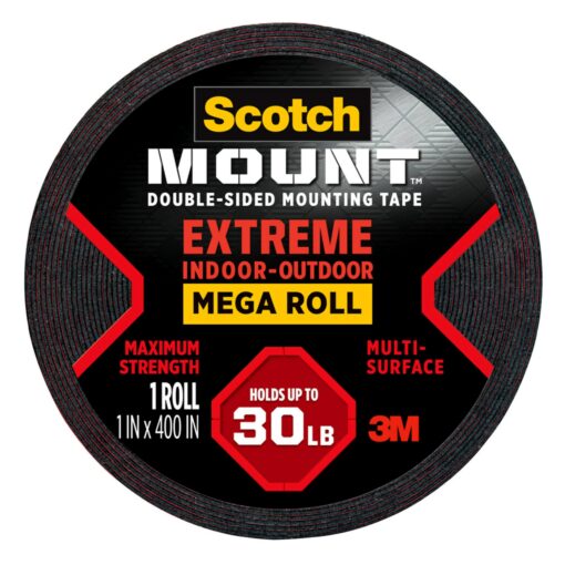 Scotch Extremely Strong Large Mounting Adhesives, 1-Inch x 400-Inch, 1/Pack (414-LongDC)