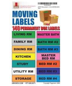 UBOXES Moving Labels Identify Moving Box Contents with 140 Labels, 4.5 x 1" Each (MOVINGLABS01)