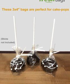 100 Clear Treat & Favor Bags | Ties Included | Great For Cake Pops, Candy, Gifts, Wedding or Party Favors | Food Safe Plastic | Stronger Than Cellophane | 1.5 Mils Thickness | 3" x 4" 13 81krty1FoQL