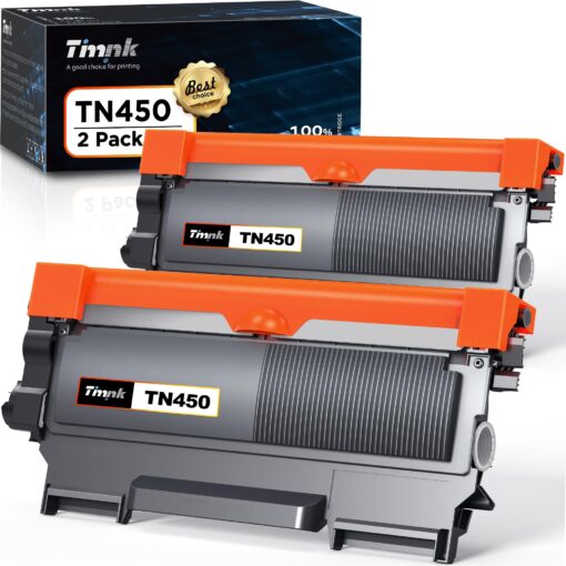 Timink TN450 (2 Black) High Yield Compatible Toner Cartridge Replacement for Brother TN420 TN-450 Work with HL-2280DW HL-2270DW HL-2230 MFC-7360N MFC-7860DW DCP-7065DN Intellifax 2840 2940 (2 Pack)