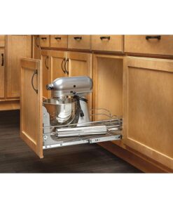Rev A Shelf 5WB1-0918-CR 9 x 18 Inch Kitchen Cabinet Pull Out Metal Wire Frame Basket Storage Organizer, Chrome 9 in 21 81ktJIRtDjL
