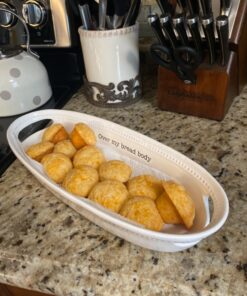 Mud Pie Farmhouse Inspired Serving Bowl Body Bread Basket Set, One size, White 11 81kuDSuQWdL