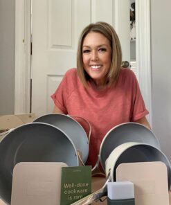 Caraway Nonstick Ceramic Cookware Set (12 Piece) Pots, Pans, 3 Lids and Kitchen Storage - Non Toxic, PTFE & PFOA Free - Oven Safe & Compatible with All Stovetops (Gas, Electric & Induction) - Cream 36 81kuUAbRzaL