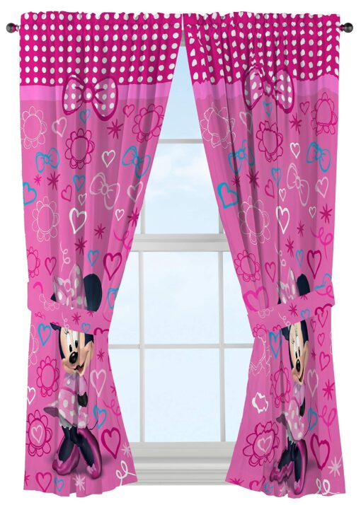 Disney Minnie Mouse Window Panels Curtains Drapes Pink Bow-tique, 42" x 63" each Minnie Mouse Pink 63 in