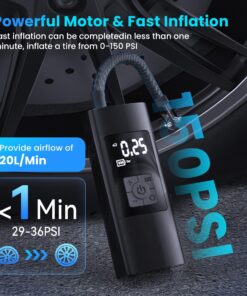 Alternative view of Aimery Tire Inflator Portable Air Compressor, 150 PSI Cordless Portable Air Pump For Car Tires, LCD Display Portable Tire Inflator With Tire Pressure Gauge, Tire Pump For Car, Bike, Motorcycle, Ball