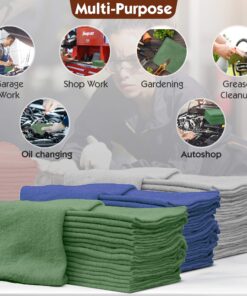 Nabob Wipers Auto Mechanic Shop Towels 25 Pack Shop Rags 100% Cotton Size 14"x14" Commercial Grade (25 Pack, Green) Green 9 81kxQv0DV7L 1